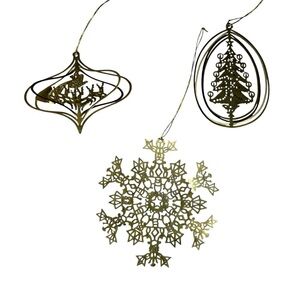 Vintage Gold Plated Brass Ornaments‎ 3D Set of 3